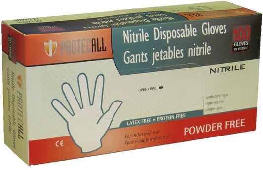 ProtecAll Nitrile Disposable Blue Gloves Powder Free, 1000/Case