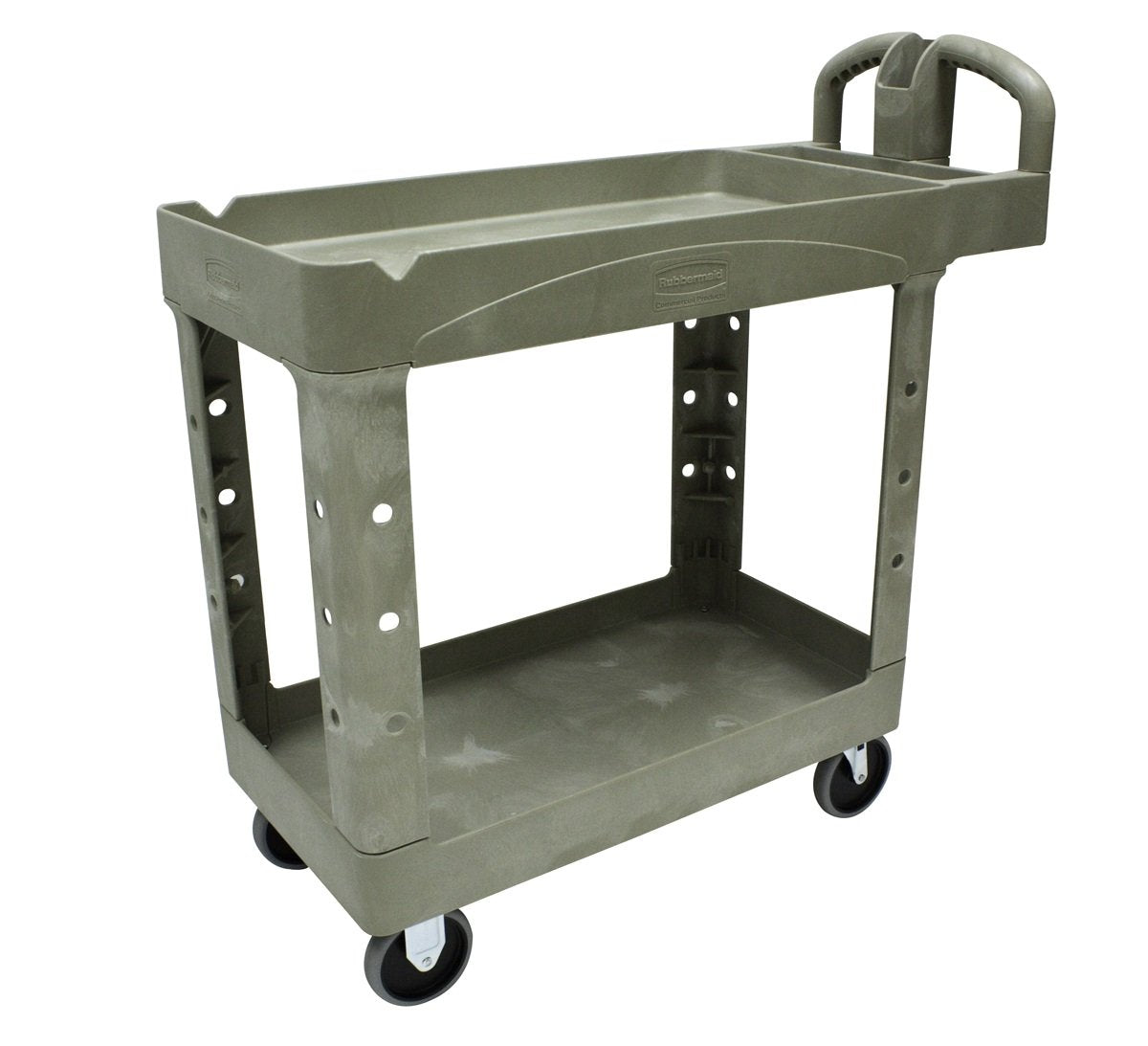 Rubbermaid HD 2-Shelf Beige Utility Cart w/Lipped Shelf #4520, 36"x 24"