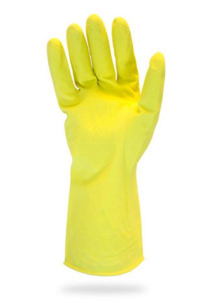Yellow Flock Lined Latex Gloves-Large