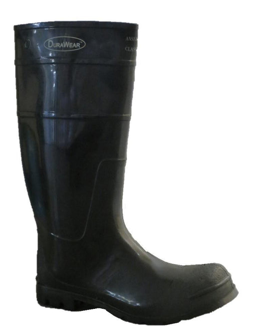 Economic PVC Boots Black Plain toe 16"