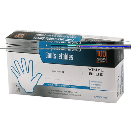 ProtecAll Vinyl Disposable Blue Gloves Lightly Powdered, 1000/Case