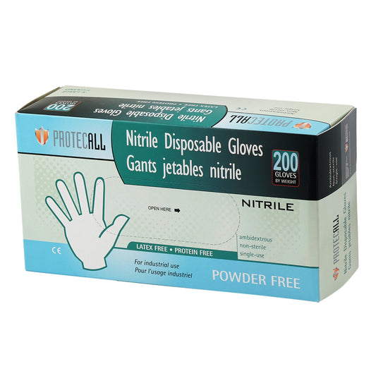 ProtecAll Blue Nitrile Disposable Gloves Powder Free 3 mil, 2000/case