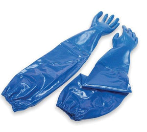 PVC Blue Glove Triple dipped Interlock lining with elastic at sleeve end 28"