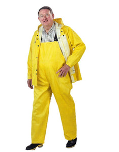 Webtex Yellow PVC Non-Woven Polyester Rain Jacket with Zipper Closure and Hood Snaps