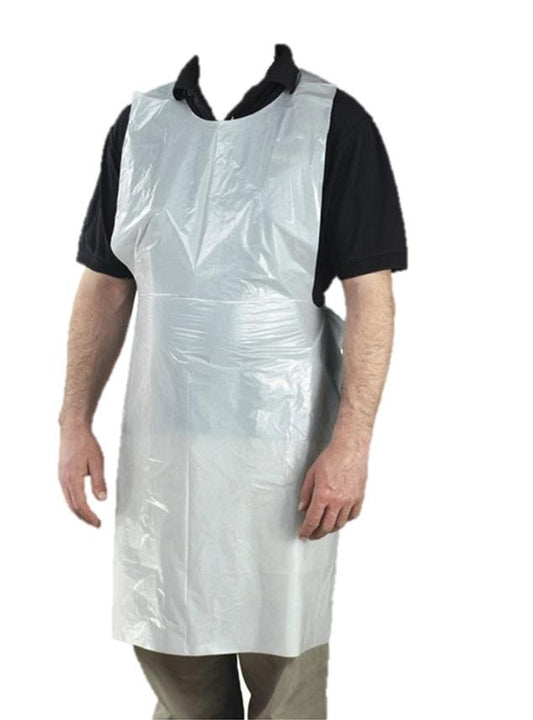 Disposable White Aprons 1.5 mil 46" with Long Ties, 1000/case
