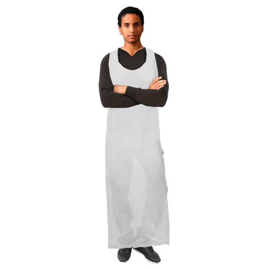 Disposable White Aprons 2.0 mil 55" with Long Ties