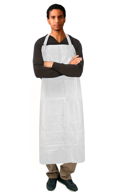 ProtecAll Polyurethane Adjustable White Apron 35"x45" (Bag of 10)