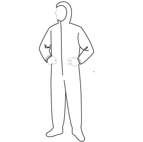 PolyGard 2 oz. Polypropylene White Economic Coveralls with zipper, hood & boots (25/Case)