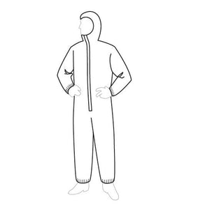 PermaGard Microporous over SpunBonded Polypropylene White Coveralls with attached hood & zipper front closure (25/Case)