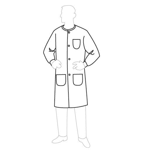 Disposable Medium weight Polypropylene Lab Coat with Pockets and Knit Collar and Wrists