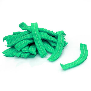 ProtecAll Polypropylene Pleated Green Bouffant Caps 21", 100/bag, 10 Bags/Case (1000/Case)