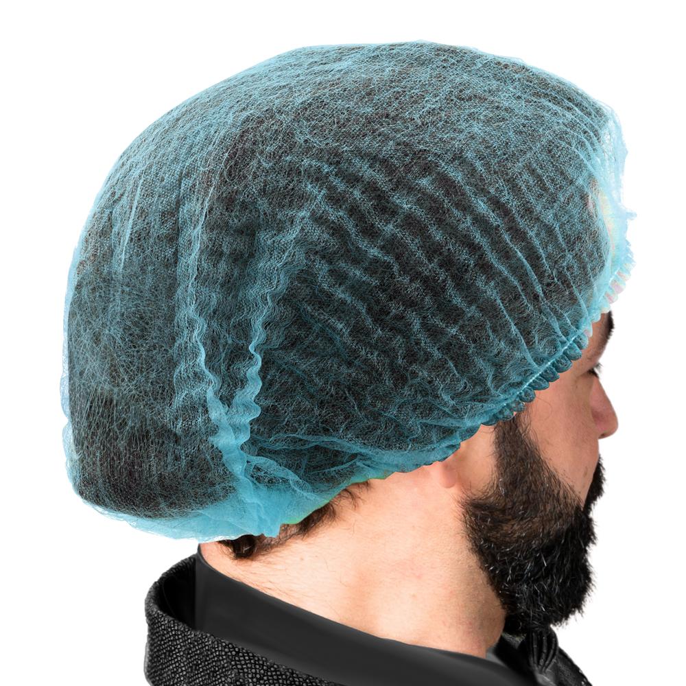 ProtecAll Polypropylene Pleated Blue Bouffant Caps 21", 100/bag, 10 Bags/Case (1000/Case)