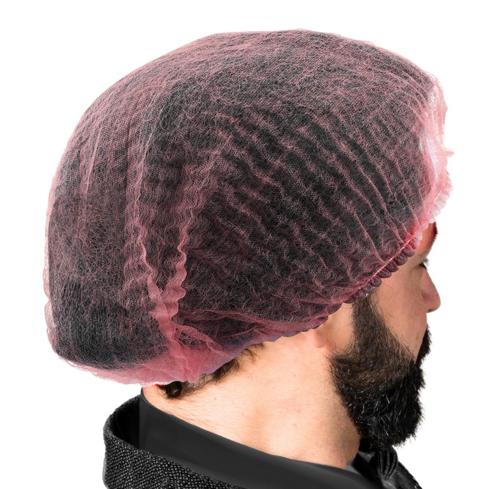 ProtecAll Polypropylene Pleated Red Bouffant Caps 21", 100/bag, 10 Bags/Case (1000/Case)