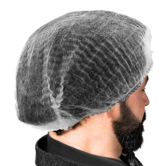 ProtecAll Polypropylene Pleated White Bouffant Caps 24", 100/bag, 10 Bags/Case (1000/Case)