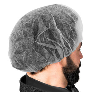 ProtecAll Polypropylene Flat White Bouffant Caps 18", (1000/case)