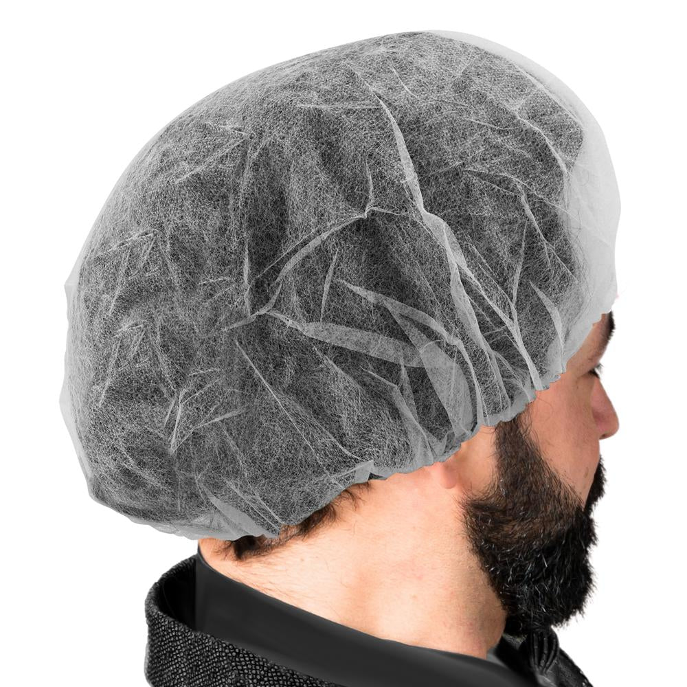 ProtecAll Polypropylene Flat White Bouffant Caps 18