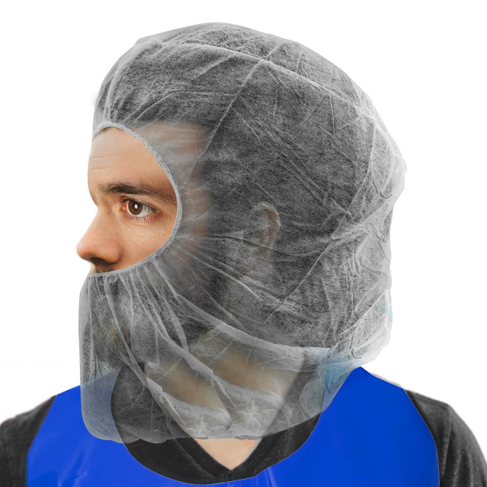 ProtecAll Polypropylene White Disposable Hair & Beard Cover Hood, 100/bag