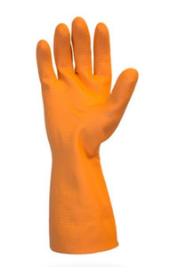 The Safety Zone Orange Flocklined Latex Chemical Resistant Dishwashing Gloves 28 mil (12 Pairs)