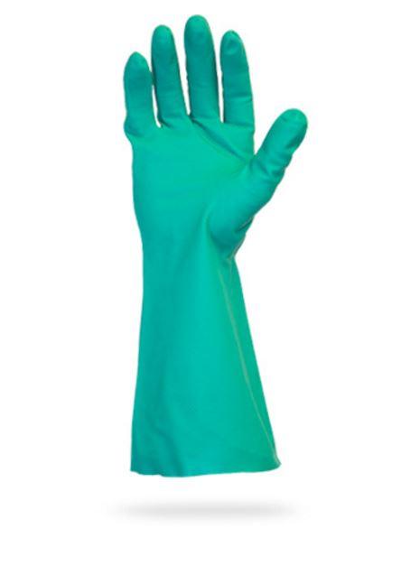 The Safety Zone Green Flock Lined 13" Nitrile Gloves - 15 mil