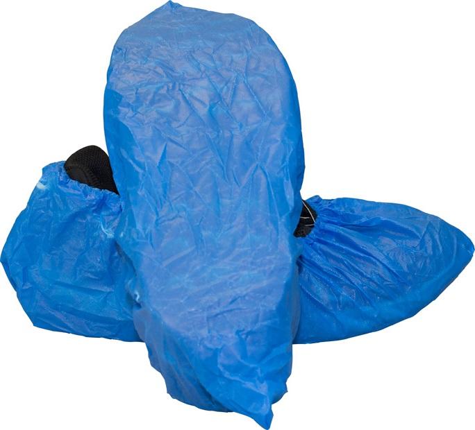 Blue Cast Polyethylene Shoe Cover with Textured Tread