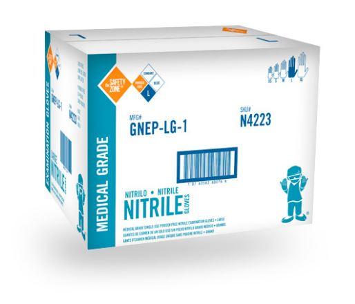 Disposable Medical Grade Nitrile Gloves Powder Free 4.3mil, 1000/Case