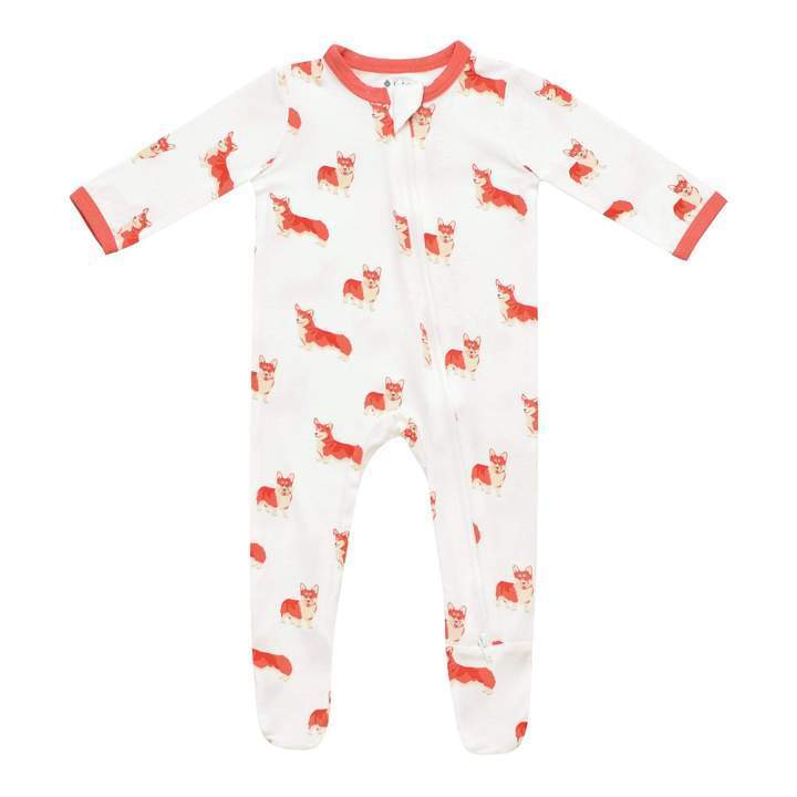 Kyte Baby - Zippered Footie - Printed Corgi / Newborn Unisex Clothing