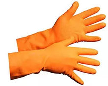 Load image into Gallery viewer, Ansell 208 Orange Flocklined Latex/Neoprene Heavyweight Chemical Resistant Dishwashing Gloves 28 mil (12 Pairs)
