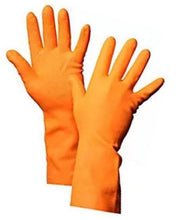 Load image into Gallery viewer, Ansell 208 Orange Flocklined Latex/Neoprene Heavyweight Chemical Resistant Dishwashing Gloves 28 mil (12 Pairs)
