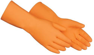 The Safety Zone Orange Flocklined Latex Chemical Resistant Dishwashing Gloves 28 mil (12 Pairs)